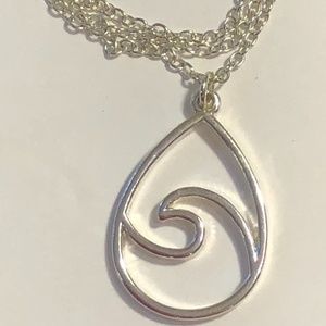 NEW silver wave teardrop Surf girl beach Necklace